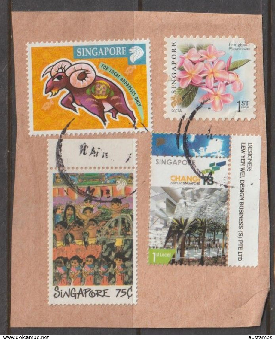 Singapore Stamps Used On Paper - Singapur (1959-...)