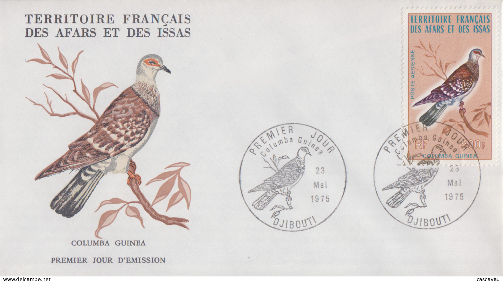 Enveloppe  FDC  1er  Jour  TERRITOIRE  FRANCAIS   Des   AFARS  Et  ISSAS   Oiseau   Colombe  1975 - Sonstige & Ohne Zuordnung