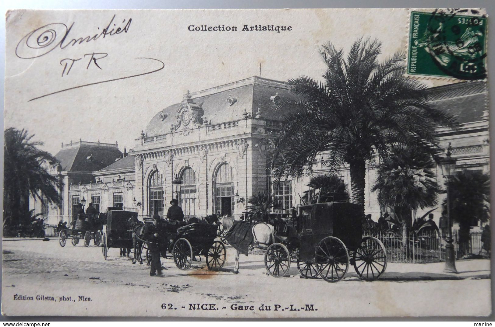 NICE. - Gare Du P.L.M. "calèches" - CPA 1908 - Transport Ferroviaire - Gare