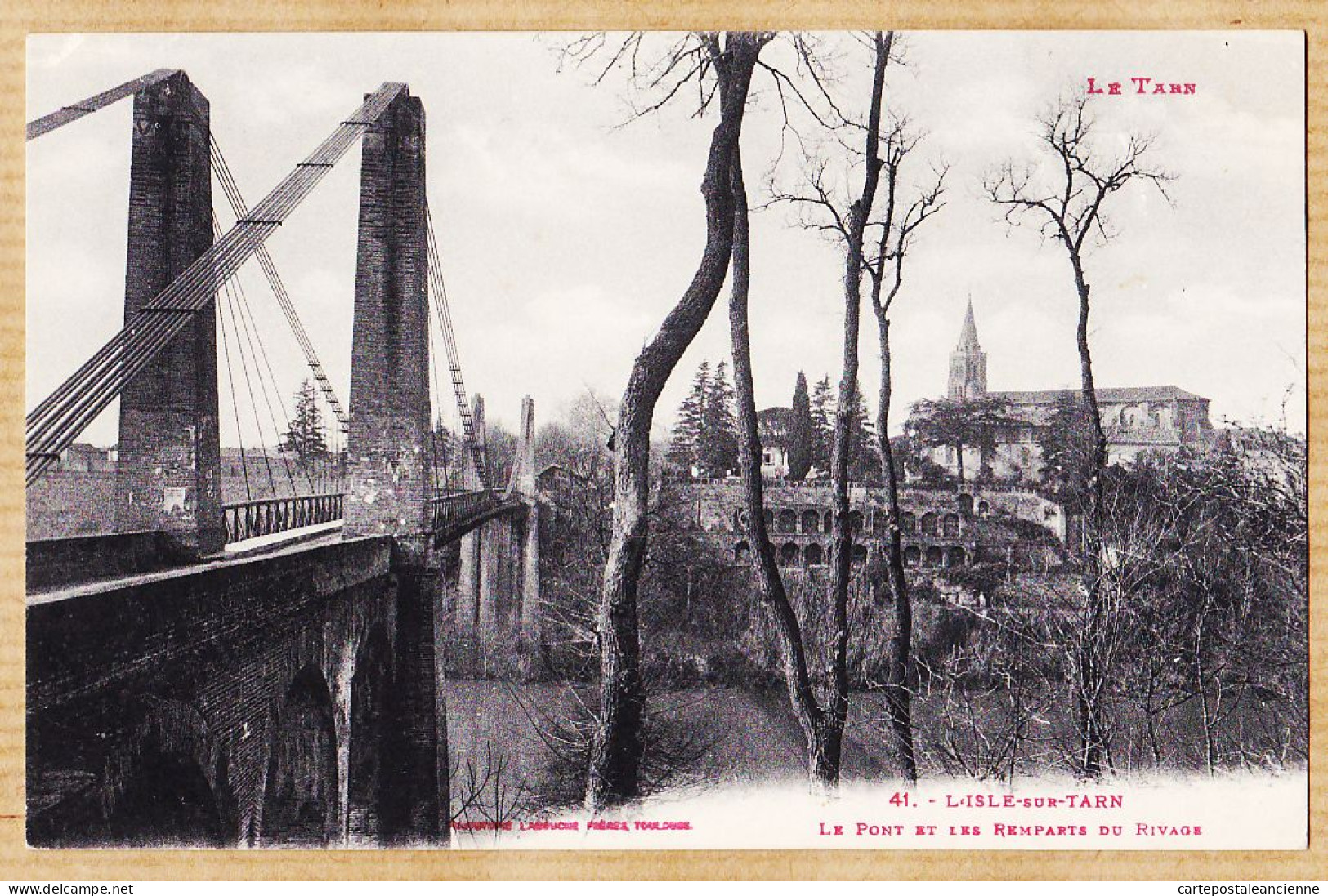 04403 / ⭐ ◉ L'ISLE-sur-TARN Pont Et Remparts Du Rivage 1921 De AVEROUS à Jules LATGER Roquecourbe-LABOUCHE 41 Lisle - Lisle Sur Tarn