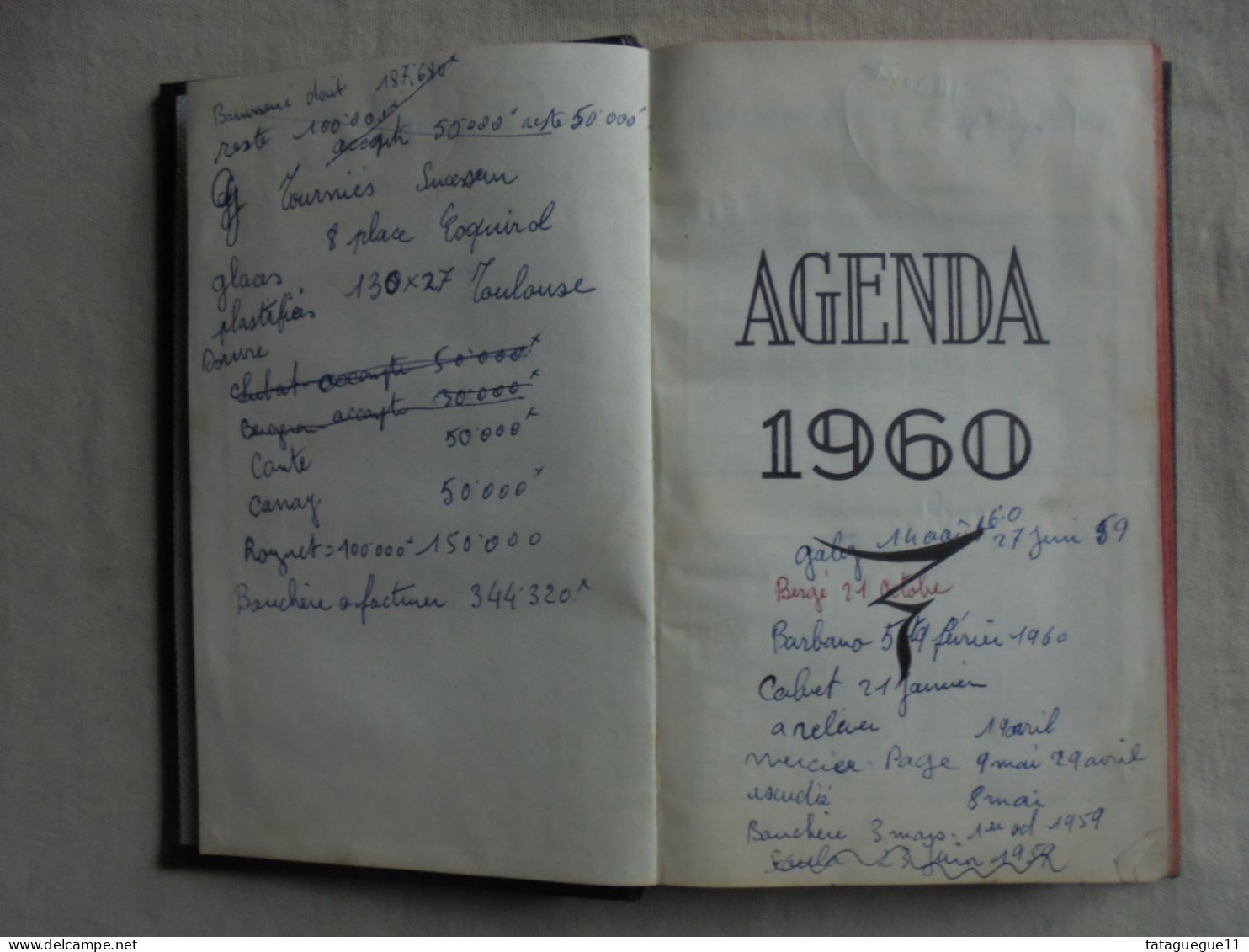 Ancien - Agenda ELJI 1960 Avec Annotations D'un Menuisier Quillan Aude 11 - Sonstige & Ohne Zuordnung