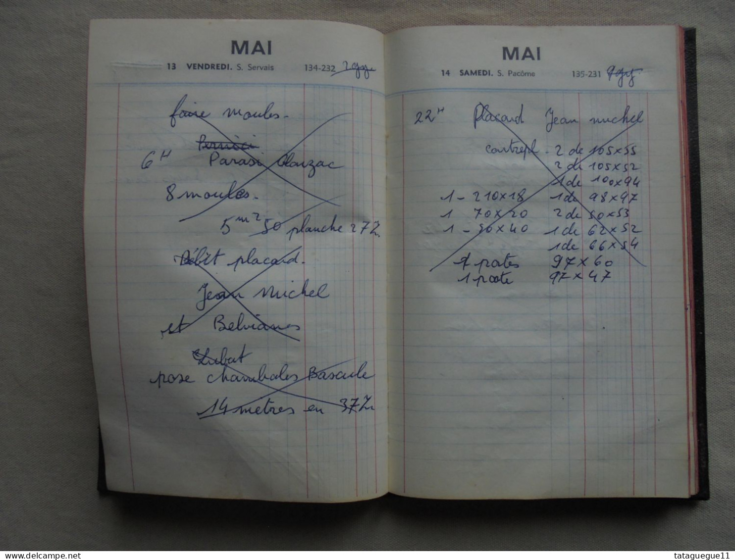 Ancien - Agenda ELJI 1960 avec annotations d'un menuisier Quillan Aude 11