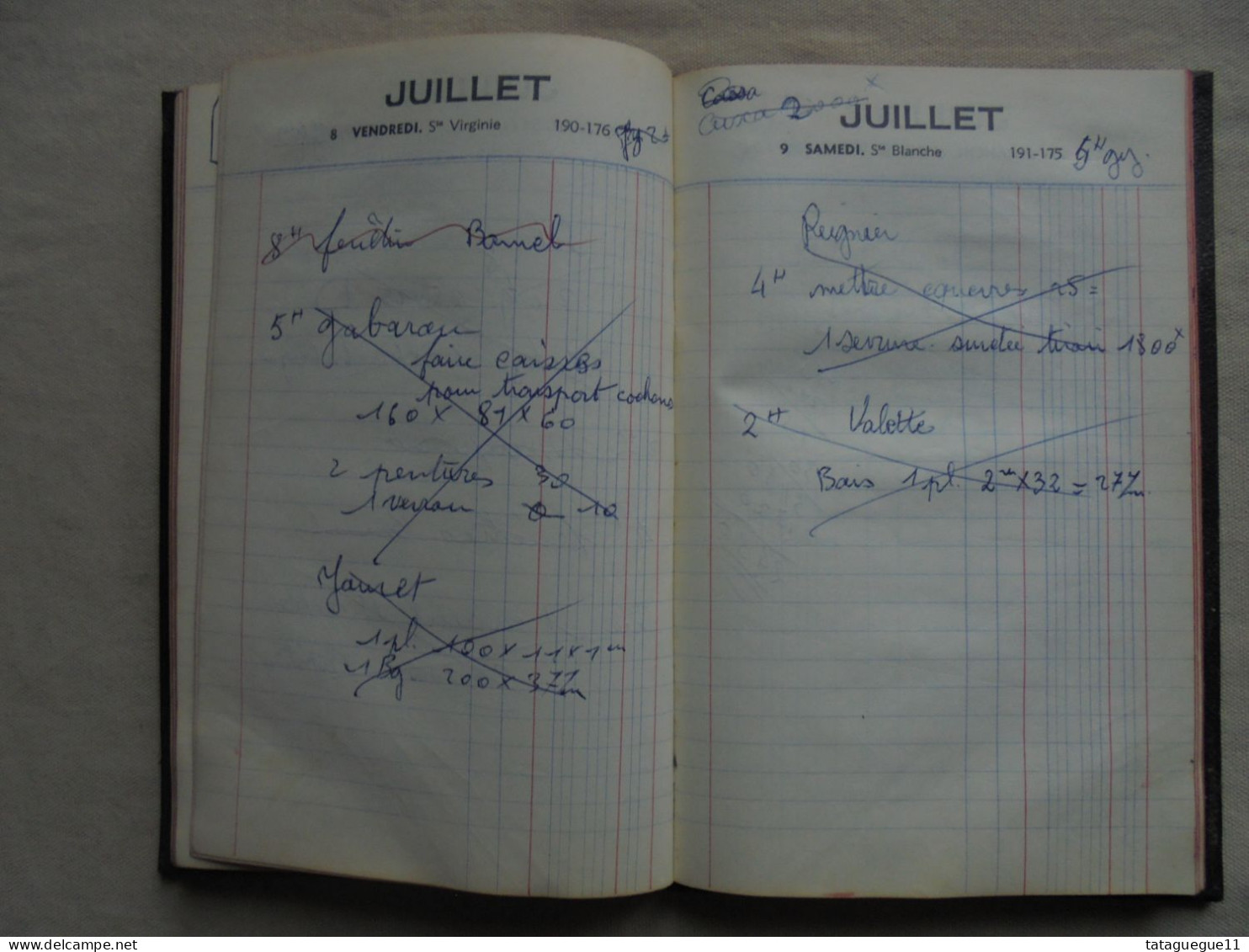 Ancien - Agenda ELJI 1960 avec annotations d'un menuisier Quillan Aude 11