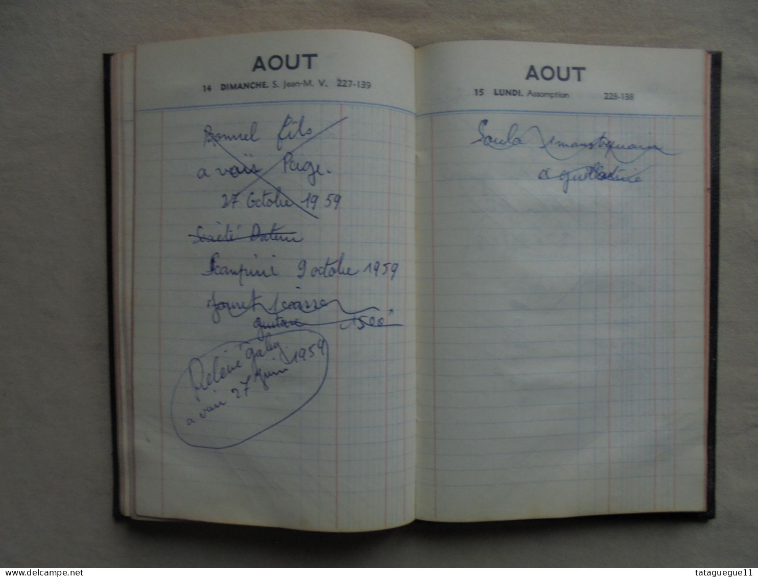 Ancien - Agenda ELJI 1960 avec annotations d'un menuisier Quillan Aude 11