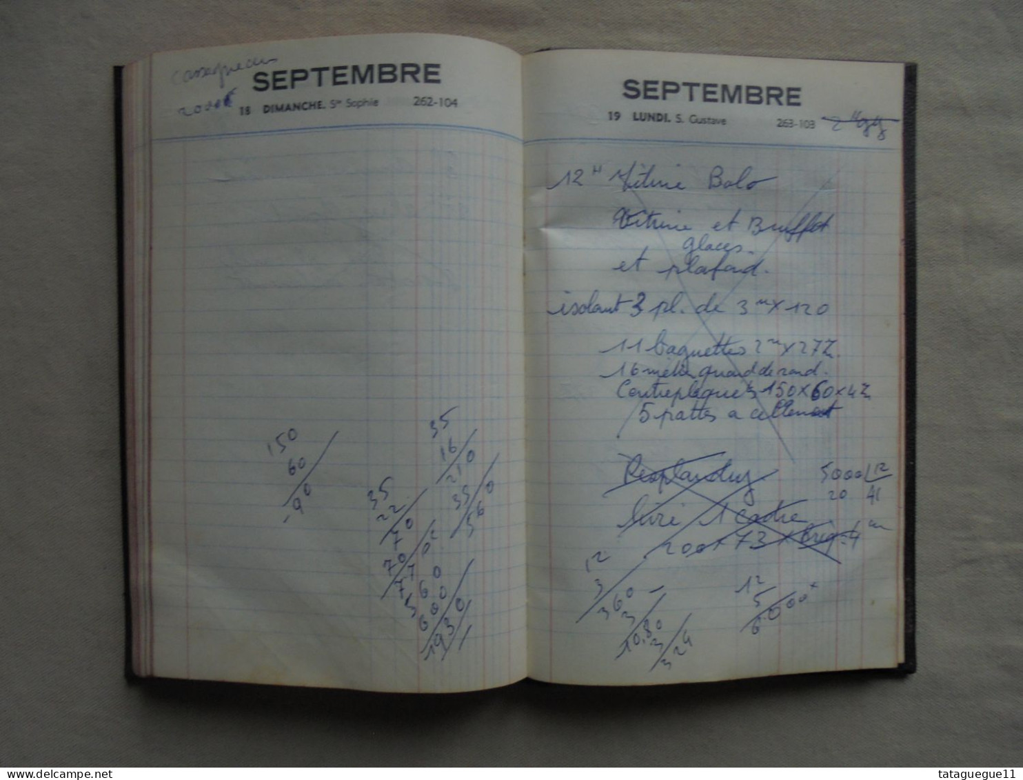 Ancien - Agenda ELJI 1960 avec annotations d'un menuisier Quillan Aude 11