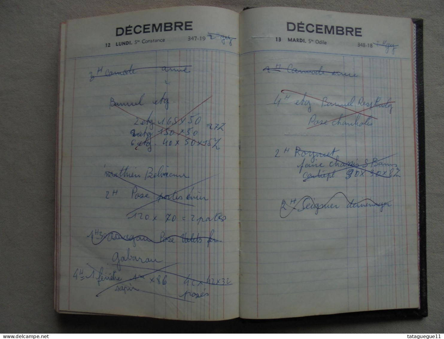 Ancien - Agenda ELJI 1960 avec annotations d'un menuisier Quillan Aude 11