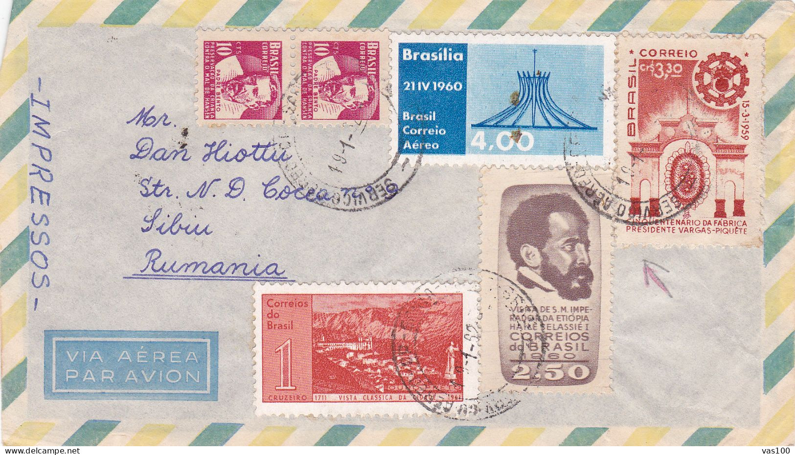 HISTORICAL DOCUMENTS  REGISTERED   COVERS NICE FRANKING 1960 BRASILIA - Brieven En Documenten