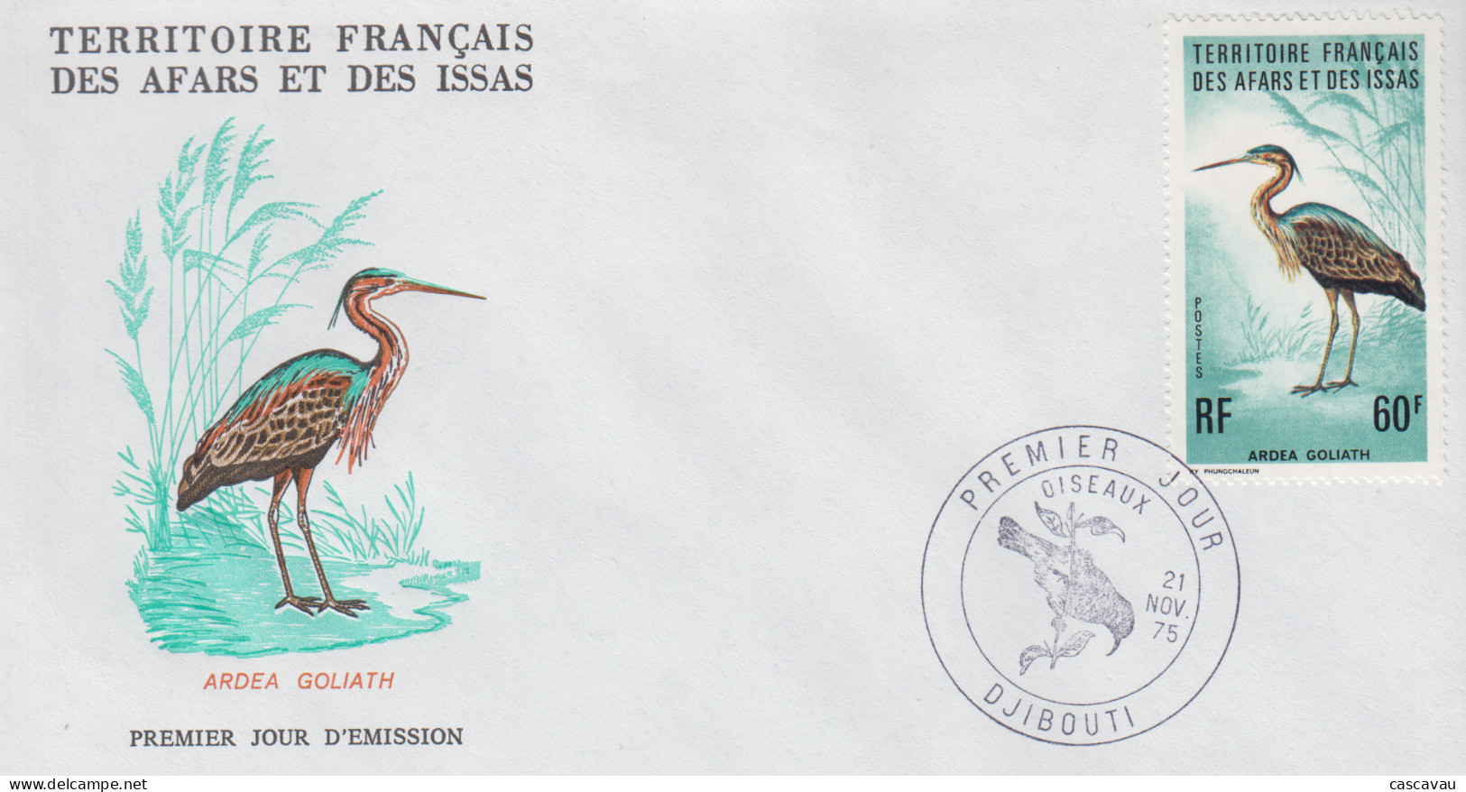Enveloppe  FDC  1er  Jour  TERRITOIRE  FRANCAIS   Des   AFARS  Et  ISSAS     Oiseaux  1975 - Other & Unclassified