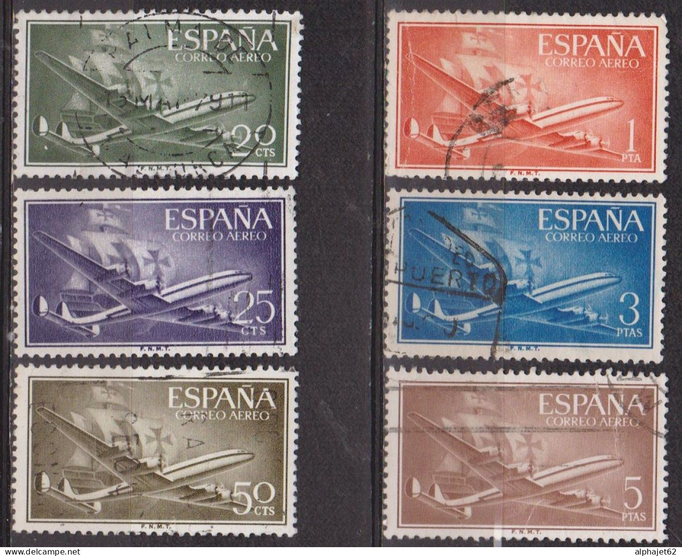Caravelle De Colomb - ESPAGNE - Avion Superconstellation - N° 266-267-268-269-272-274 - 1955 - Used Stamps