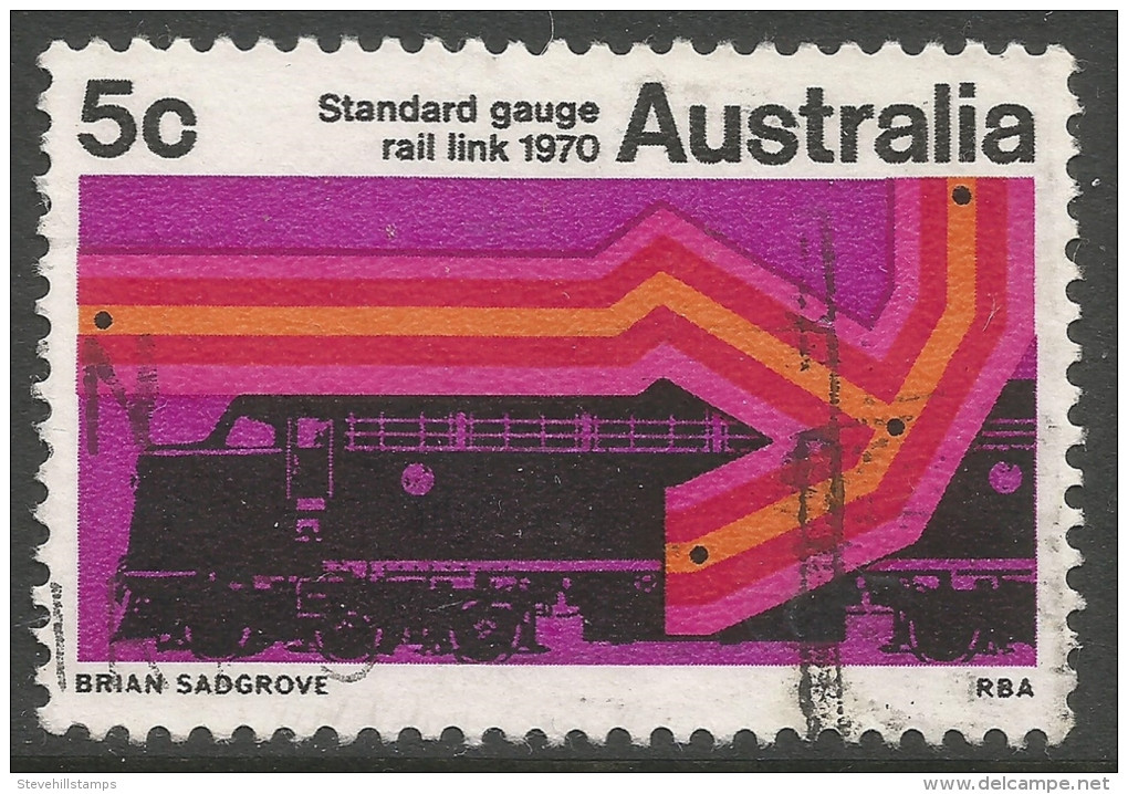 Australia. 1970 Sydney-Perth Standard Gauge Railway Link. 5c Used. SG 453. M3111 - Gebraucht