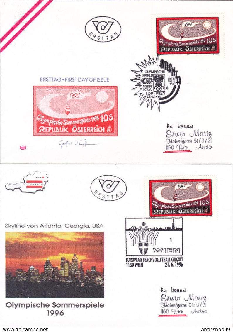 OLYMPIC GAMES ATLANTA, X2  COVERS FDC  1996  AUSTRIA - Estate 1996: Atlanta