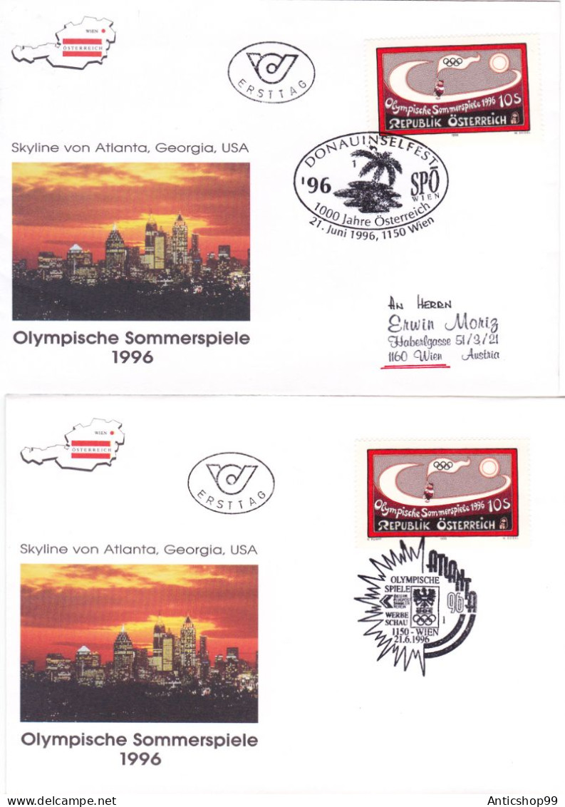 OLYMPIC GAMES ATLANTA, X2  COVERS FDC  1996  AUSTRIA - Estate 1996: Atlanta