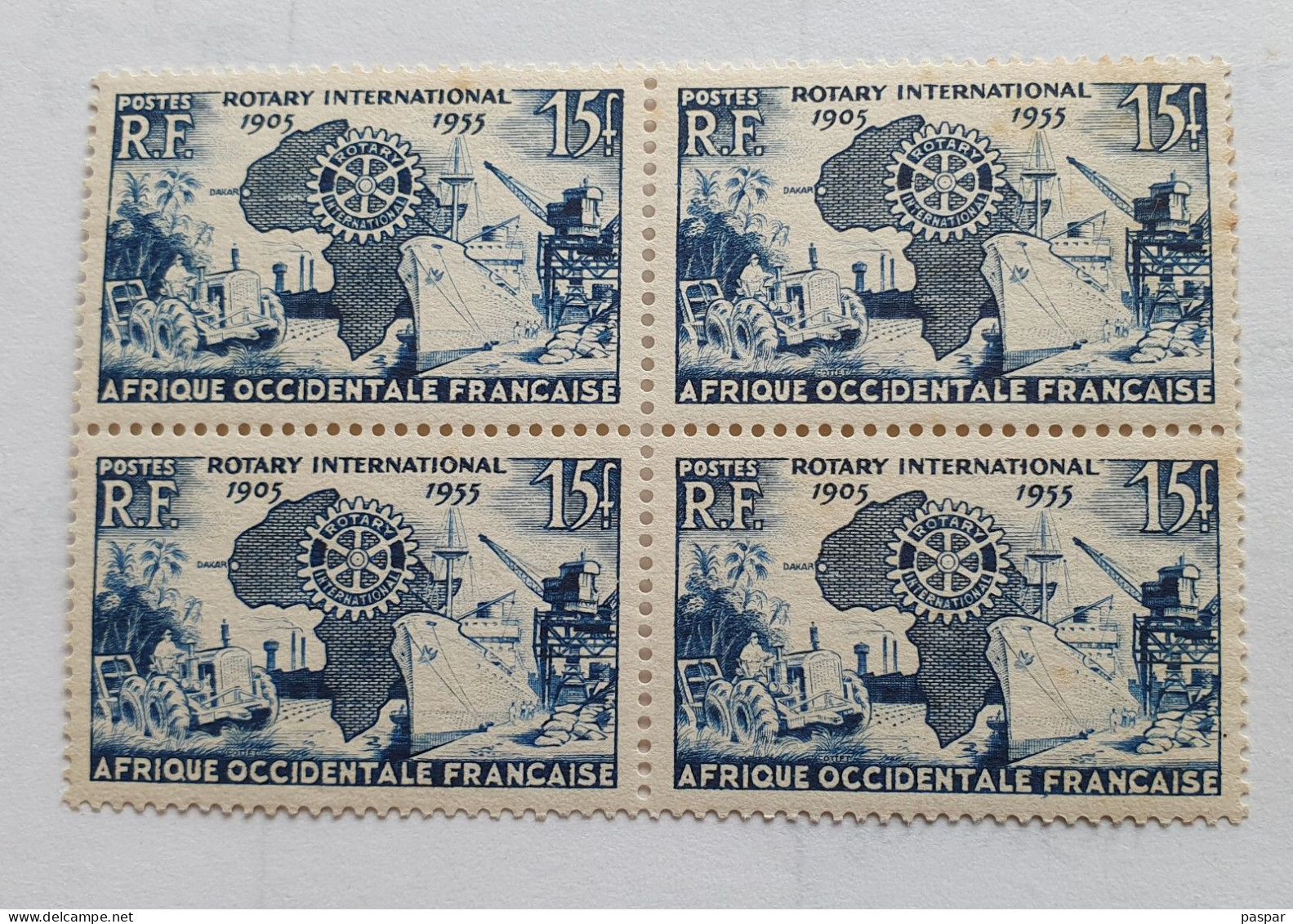 Bloc De 4 Timbres Neufs AOF 15F Afrique Occidentale Française 1955 - MNH YT 53 - Rorary International - Ungebraucht