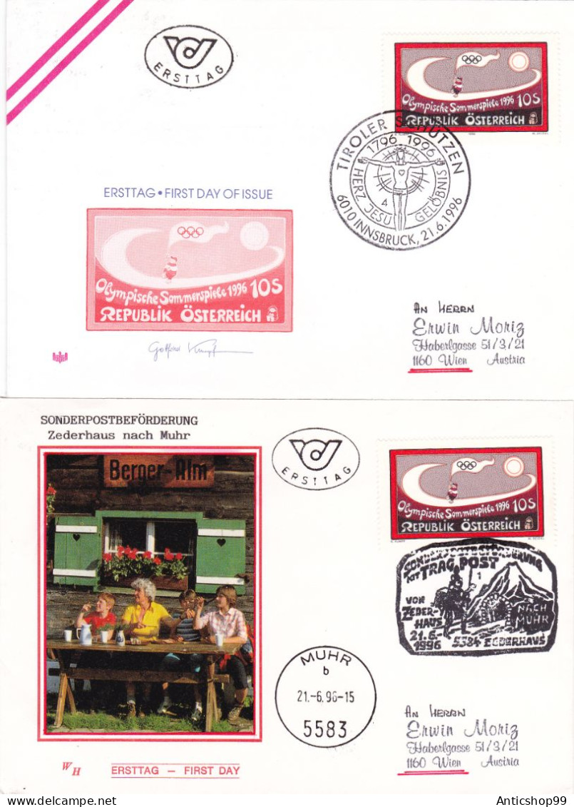 OLYMPIC GAMES ATLANTA, X2  COVERS FDC  1996  AUSTRIA - Estate 1996: Atlanta