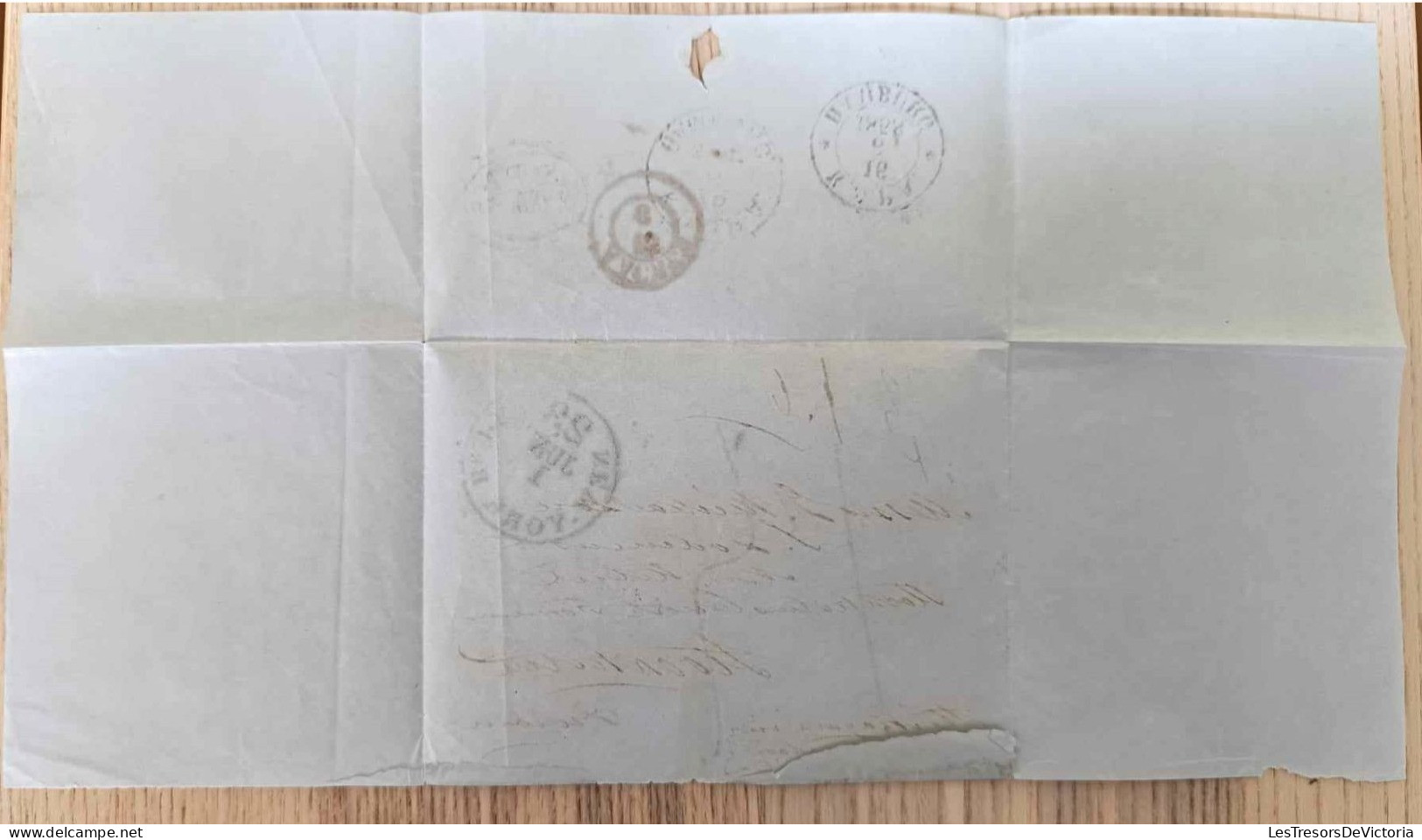 Folded Letter Outer Shee - New York To Stackholm, Sweden - 1 June 1858 - …-1845 Voorfilatelie