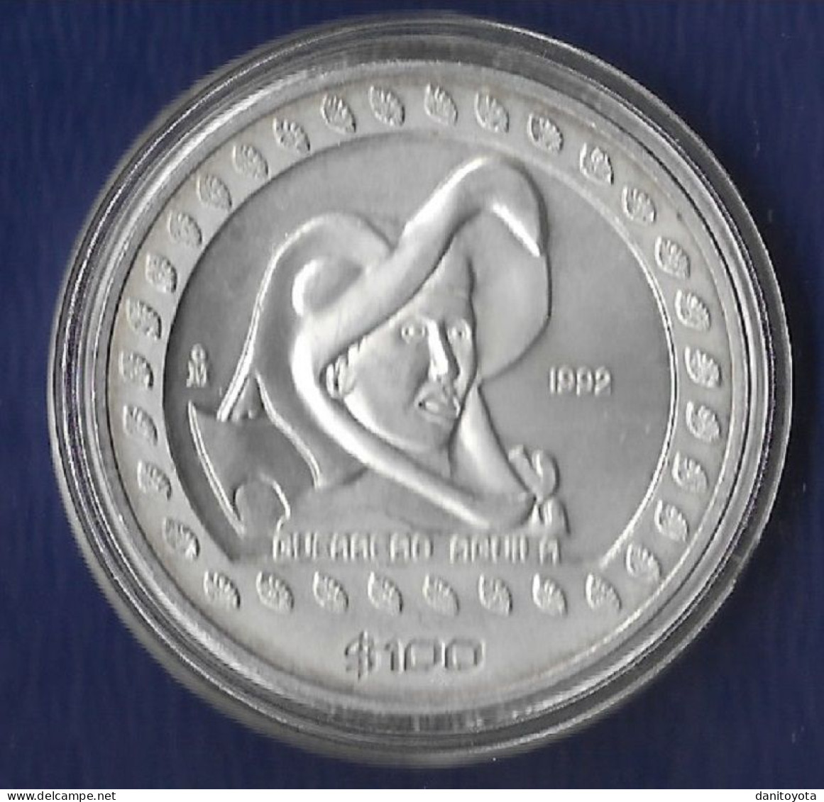 MEXICO AÑO 1992 100 PESOS PLATA " GUERRERO AGUILA" PESO 31 GR - Messico