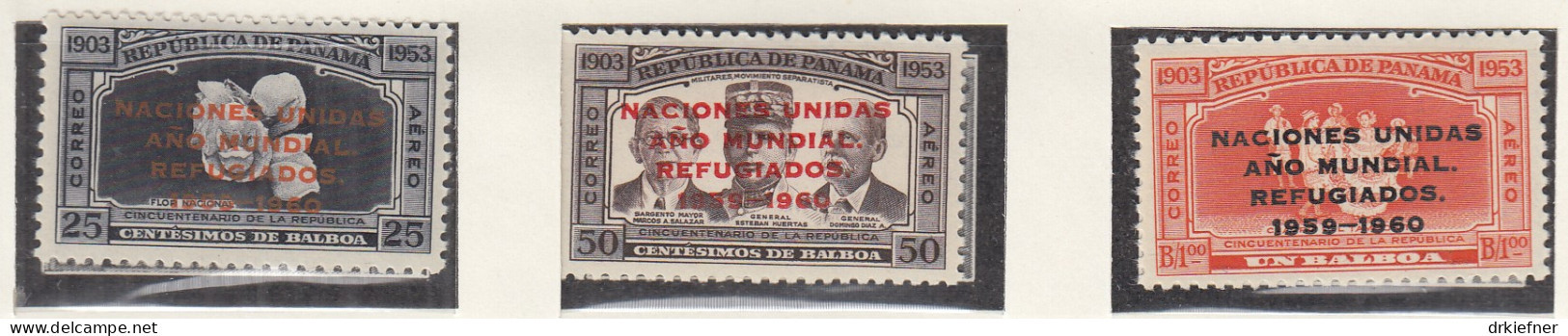 PANAMA  565-567, Postfrisch **, Weltflüchtlingsjahr, 1960 - Panamá