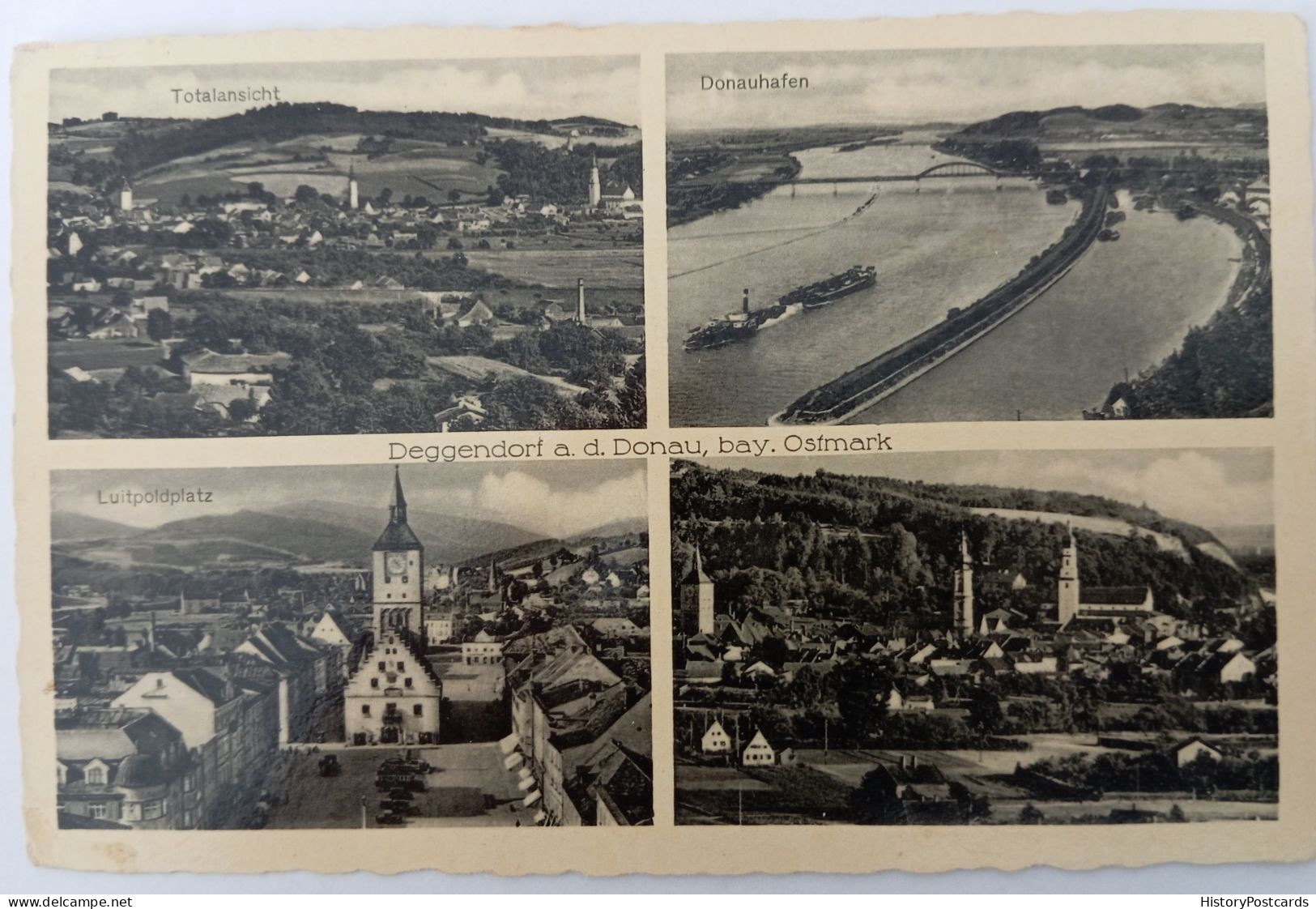 Deggendorf A.d. Donau, Bay. Ostmark, Totalansicht, Luitpoldplatz, Donauhafen, Ca. 1930 - Deggendorf