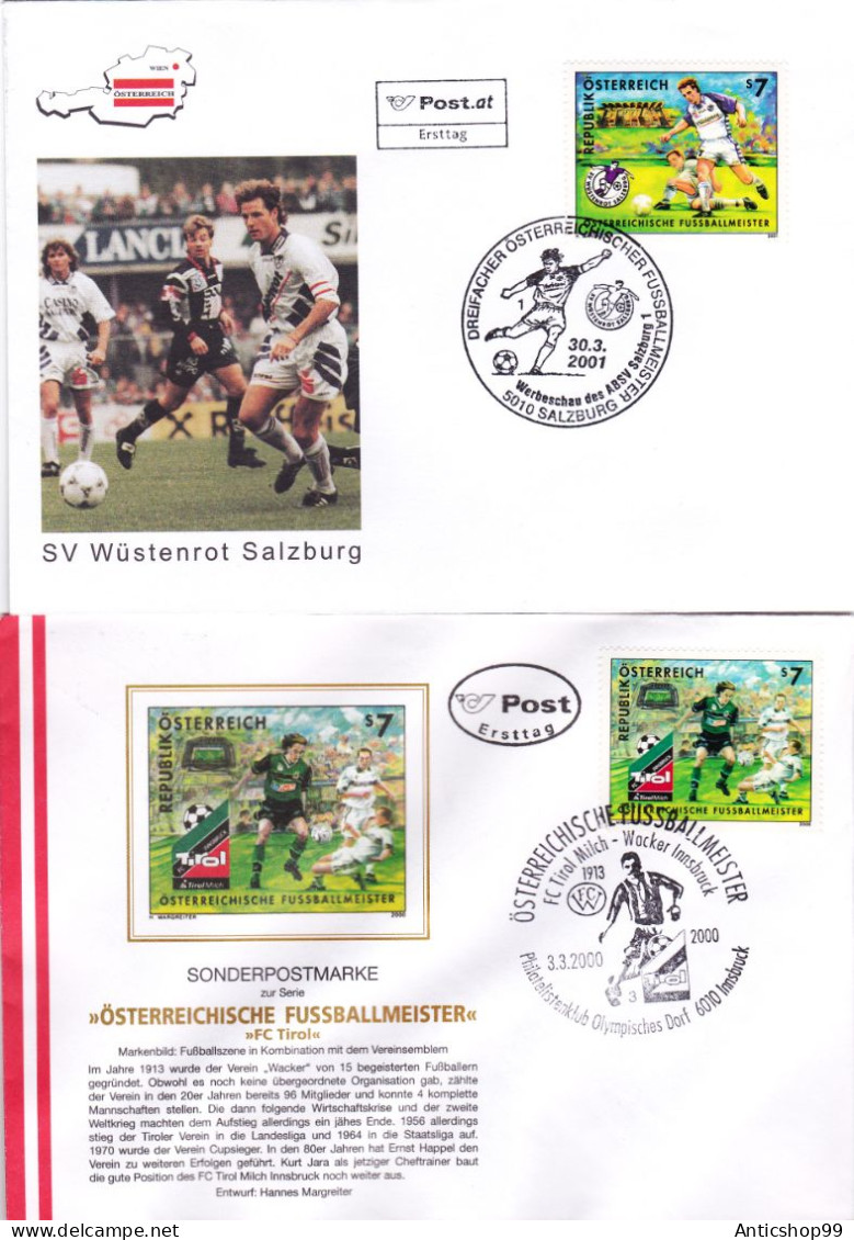 SOCCER,  X2  COVERS FDC  2000-2001  AUSTRIA - Championnat D'Europe (UEFA)