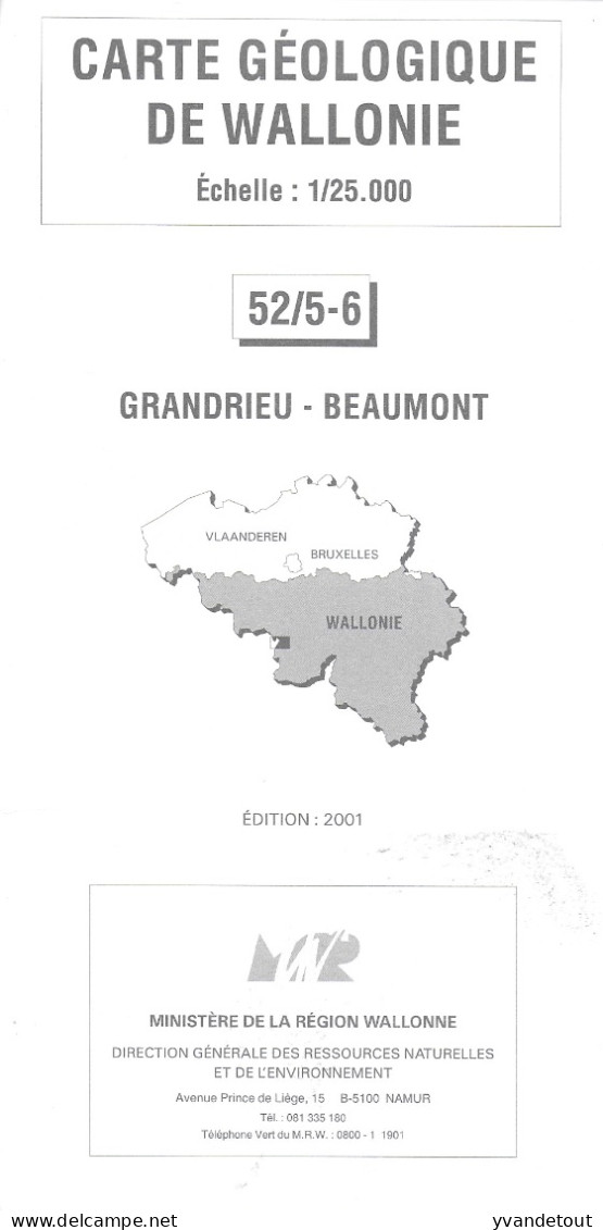 Grandrieu - Beaumont - Carte Géologique De Wallonie - Avec Notice Explicative - Sous étui Plastique - Belgique