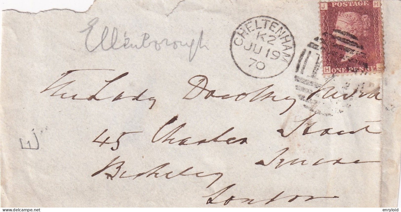 1870 - One Penny Red Cheltenham - Storia Postale