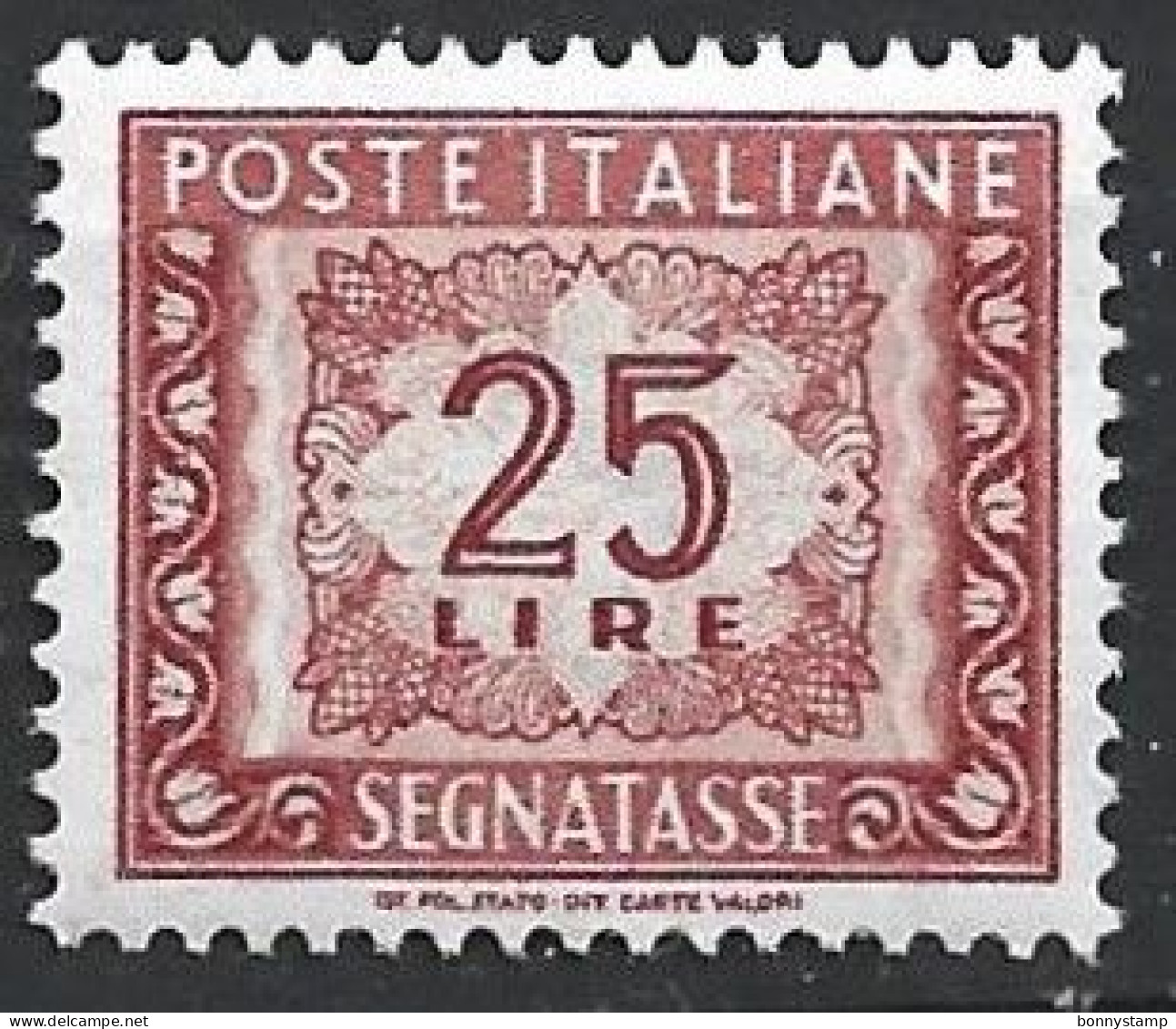 Repubblica Italiana, 1955/66 - 25 Lire Segnatasse, Fil. Stelle - Nr.115 MNH** - Segnatasse