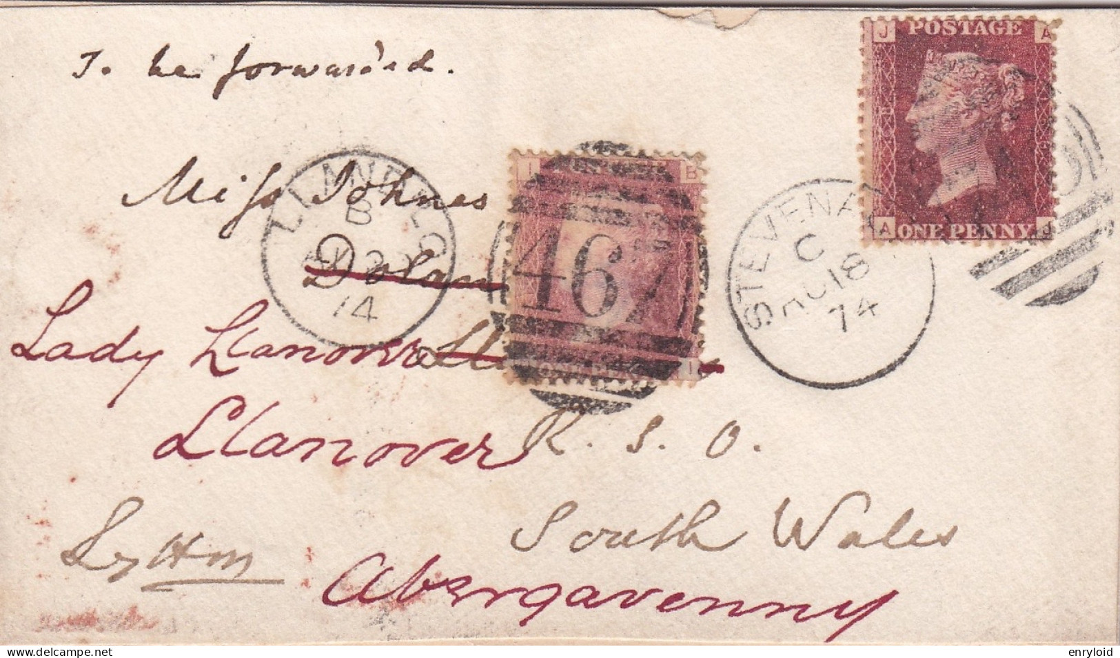 1874 - One Penny Red - Covers & Documents