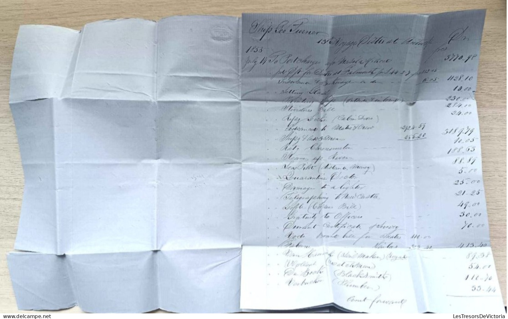 Folded Letter  - Antwerper - Belgium - To Portland - Maine - 15 July 1855 - Other & Unclassified