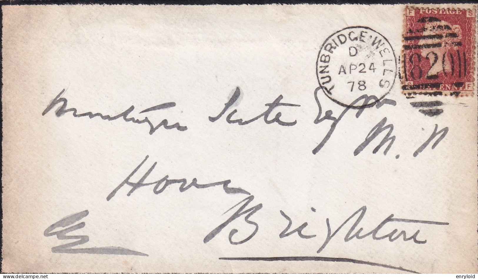 1878 - One Penny Red Tunbridge Wells - Storia Postale