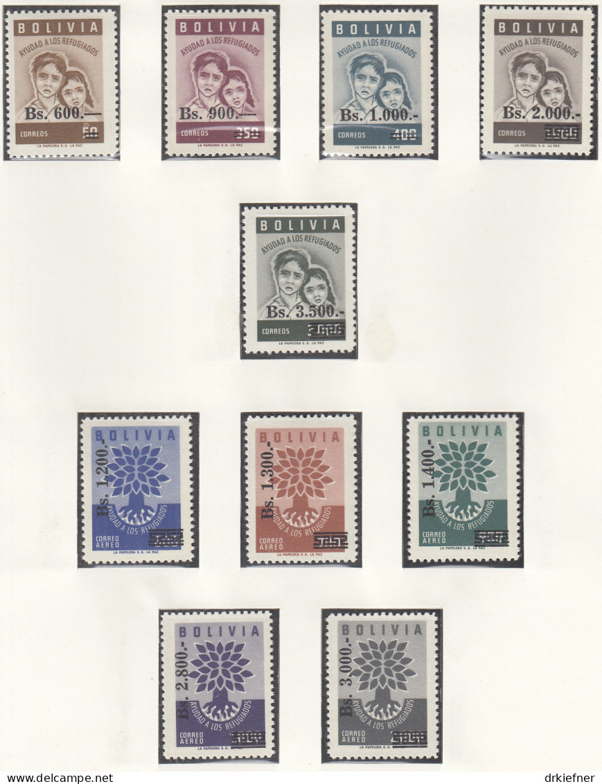 BOLIVIEN  662-671, Postfrisch **, Weltflüchtlingsjahr, 1962 - Bolivia