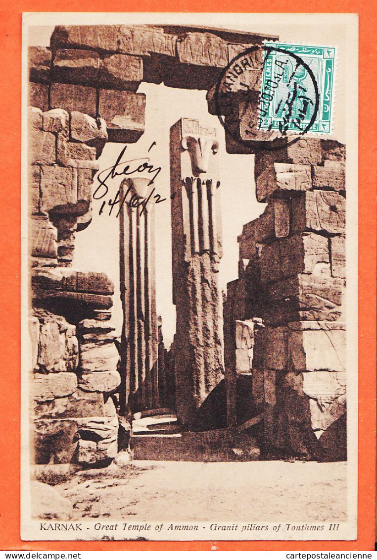 9219 / ⭐ KARNAK Egypt Great Temple AMMON Granit Piliars TOUTHMES III Piliers Granite GrandTemple 1920s PERIDIS Cairo 29 - Louxor