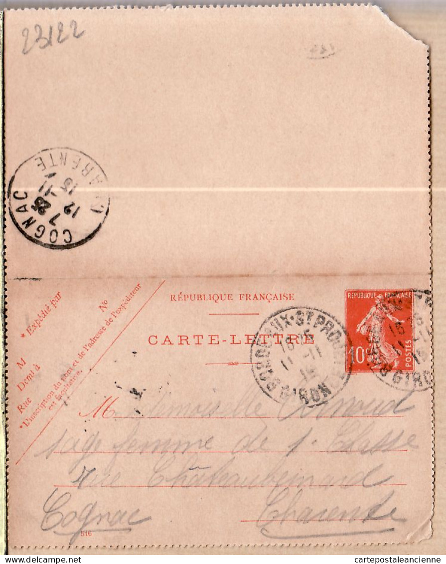 9085 /⭐ Carte-Lettre Modèle 516 Bordeaux St-Projet 11.11.1915 à ARNOUD Sage Femme 1er Classe Rue Chateaurenard Cpaww1 - Cartes-lettres