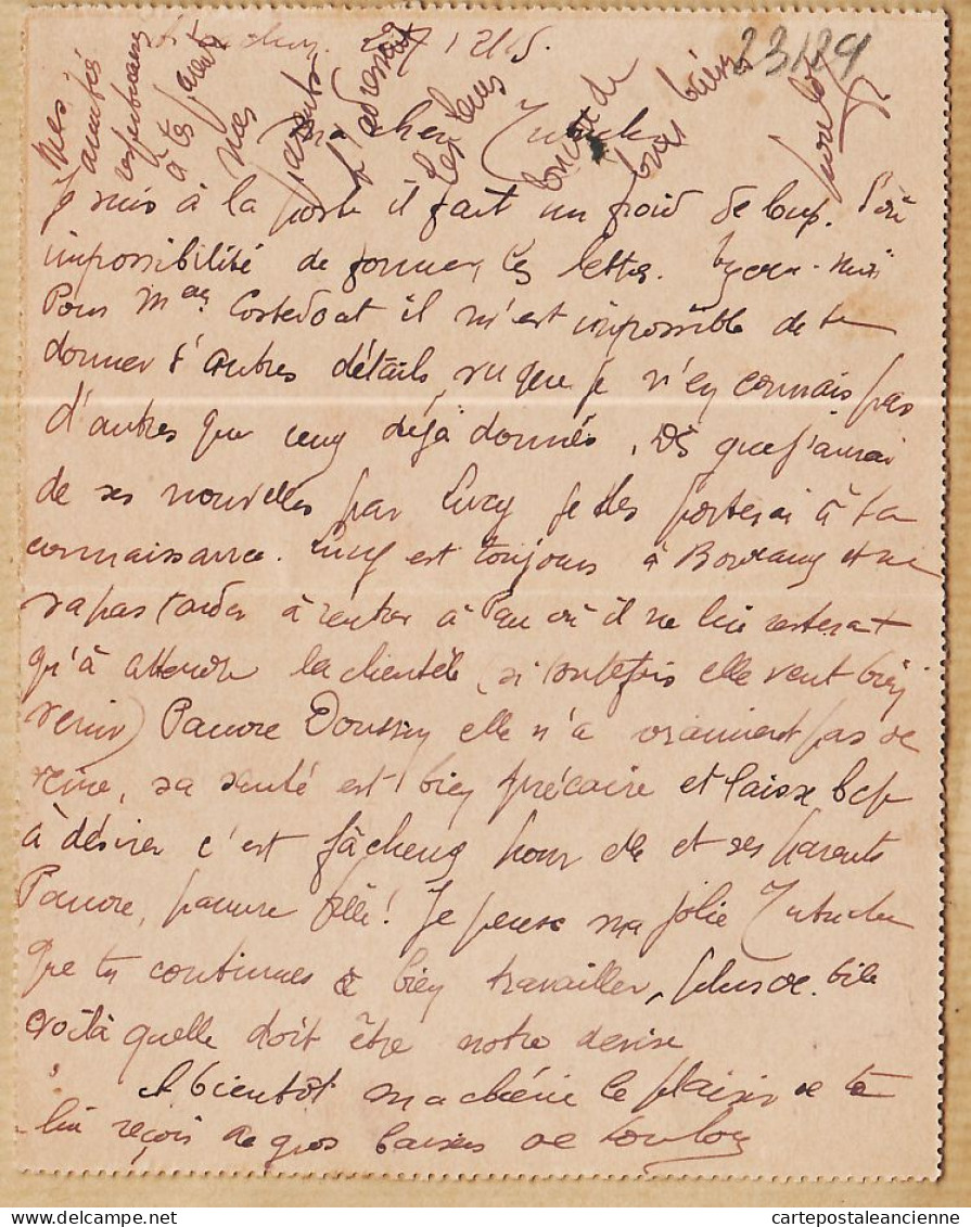 9082 /⭐ Carte-Lettre Modèle 520 Arcachon 27.02.1915 à ARNOUD Sage Femme La Combes Des Dames  Cognac Cpaww1 - Cartes-lettres