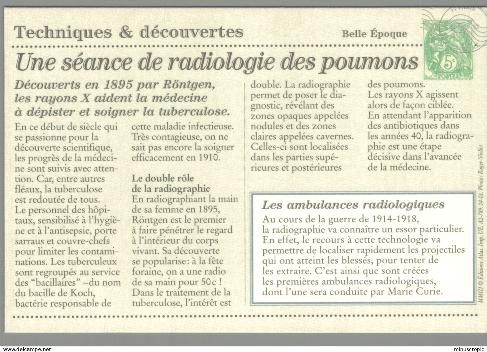 CPM  - Utilisation Des Premières Radioscopies - Reproduction - Santé