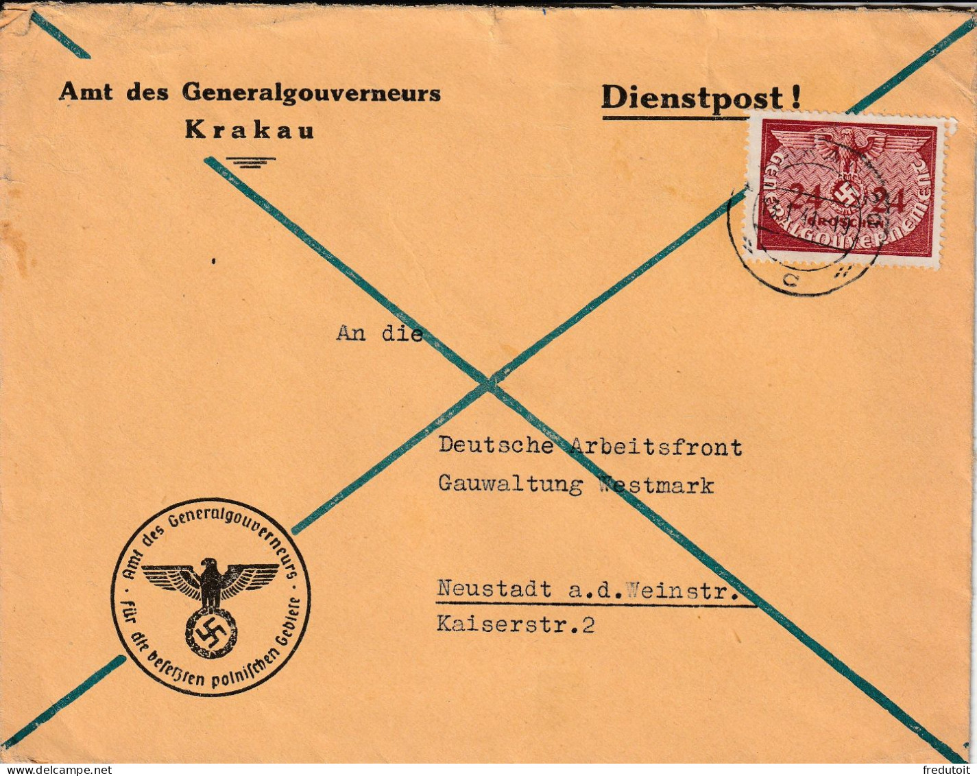 LETTRE - Gouvernement Général - Krakau Le 13/01/1941 - Gouvernement Général