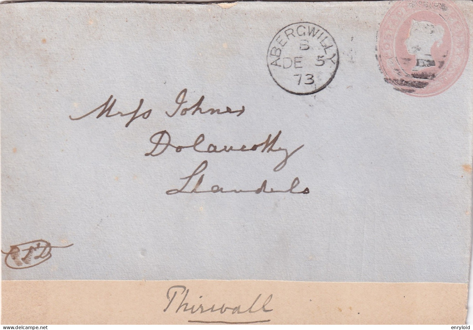 1873 - One Penny  Abergwilly - Cartas