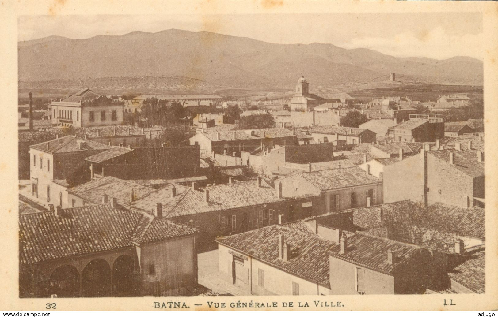 CPA - Algérie - BATNA - Vue Générale De La Ville - Ref. LL N° 32 _ J. Bernard Papeterie Tabacs BATNA * 2 Scans - Batna