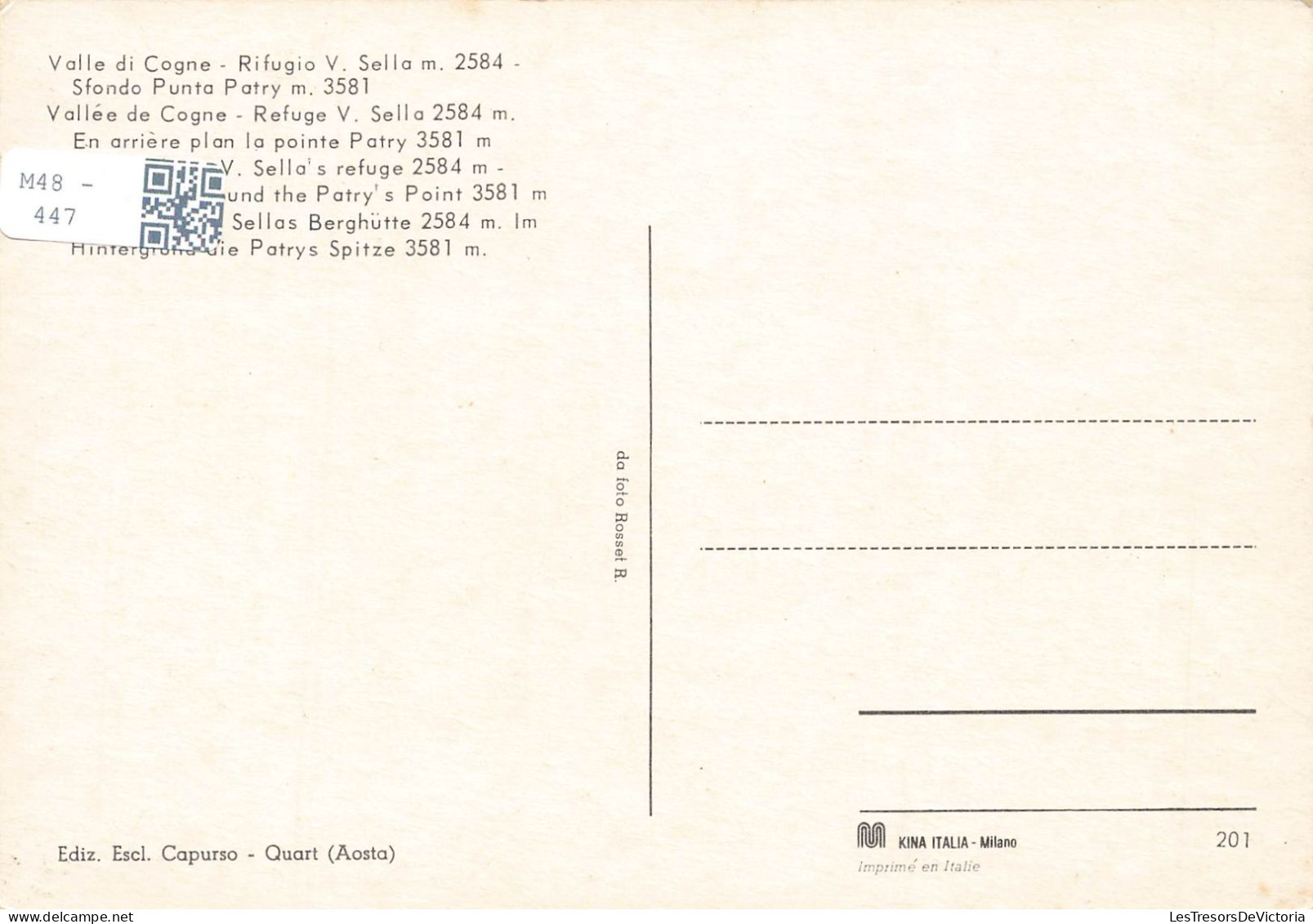 ITALIE - Vallée De Cogne - Refuge V. Sella - Carte Postale - Andere & Zonder Classificatie