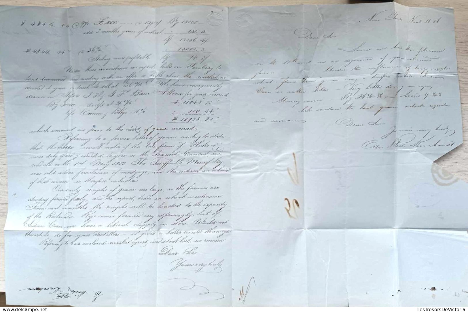 Folded Letter - New York Copenhegen - Denmark - 18 Novembre 1856 - …-1845 Voorfilatelie