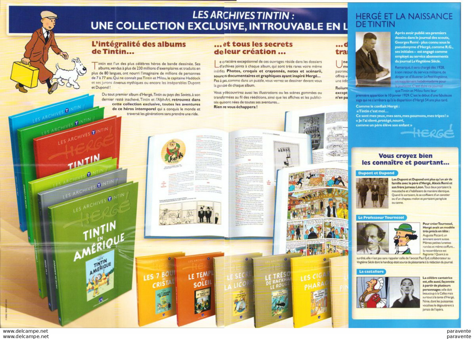 TINTIN : Dépliant ARCHIVES TINTIN En 2010 - Tintin