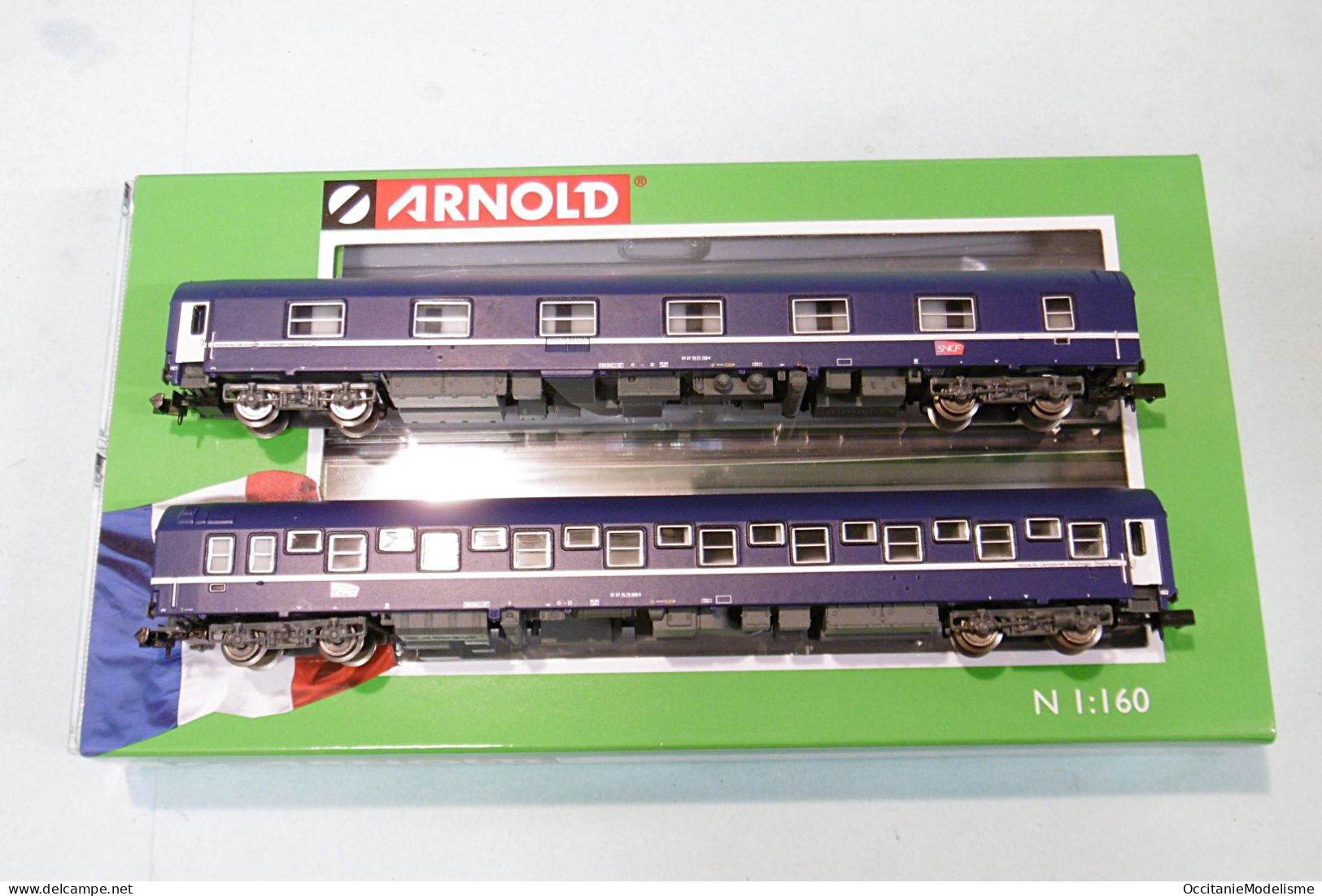 Arnold - Coffret 2 Voitures Lits T2 Carmillon SNCF ép. V / VI Réf. HN4343 Neuf N 1/160 - Passagierwagen