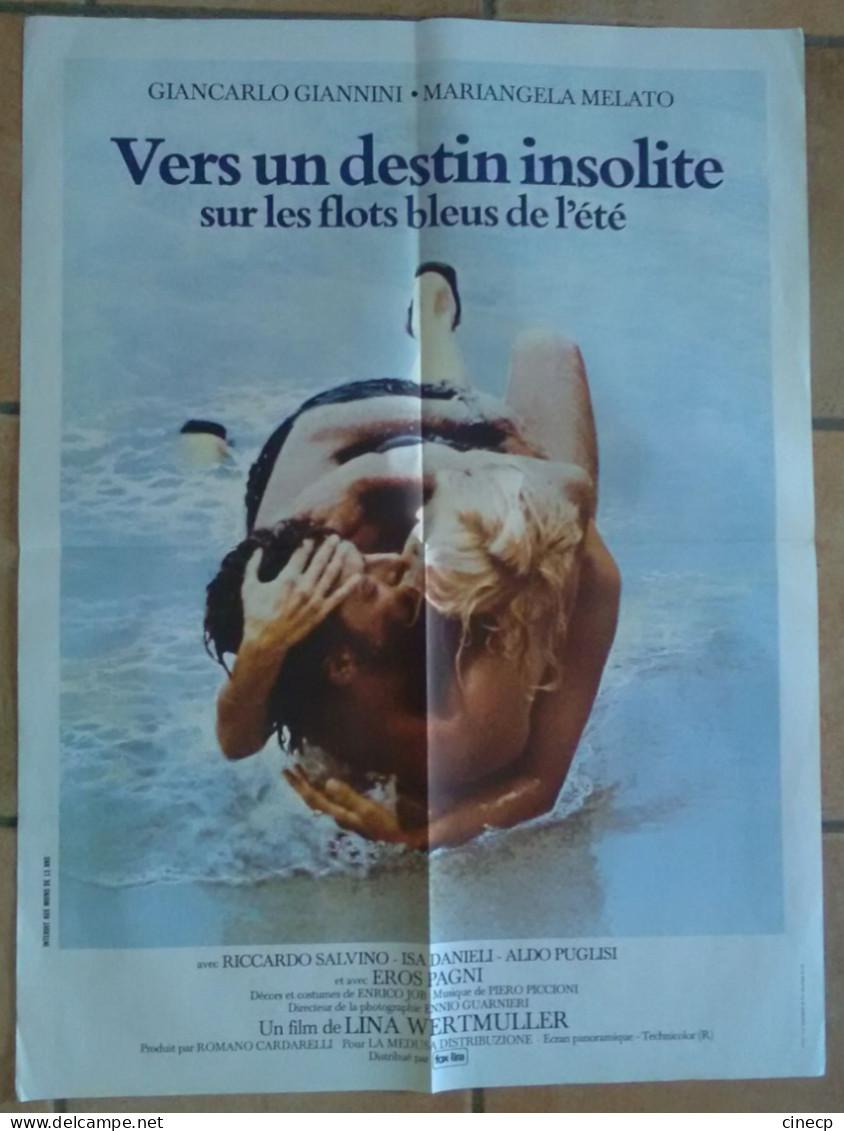 AFFICHE CINEMA FILM VERS UN DESTIN INSOLITE SUR LES FLOTS BLEUS DE L'ETE GIANNINI WERTMULLER 1974 TBE - Plakate & Poster