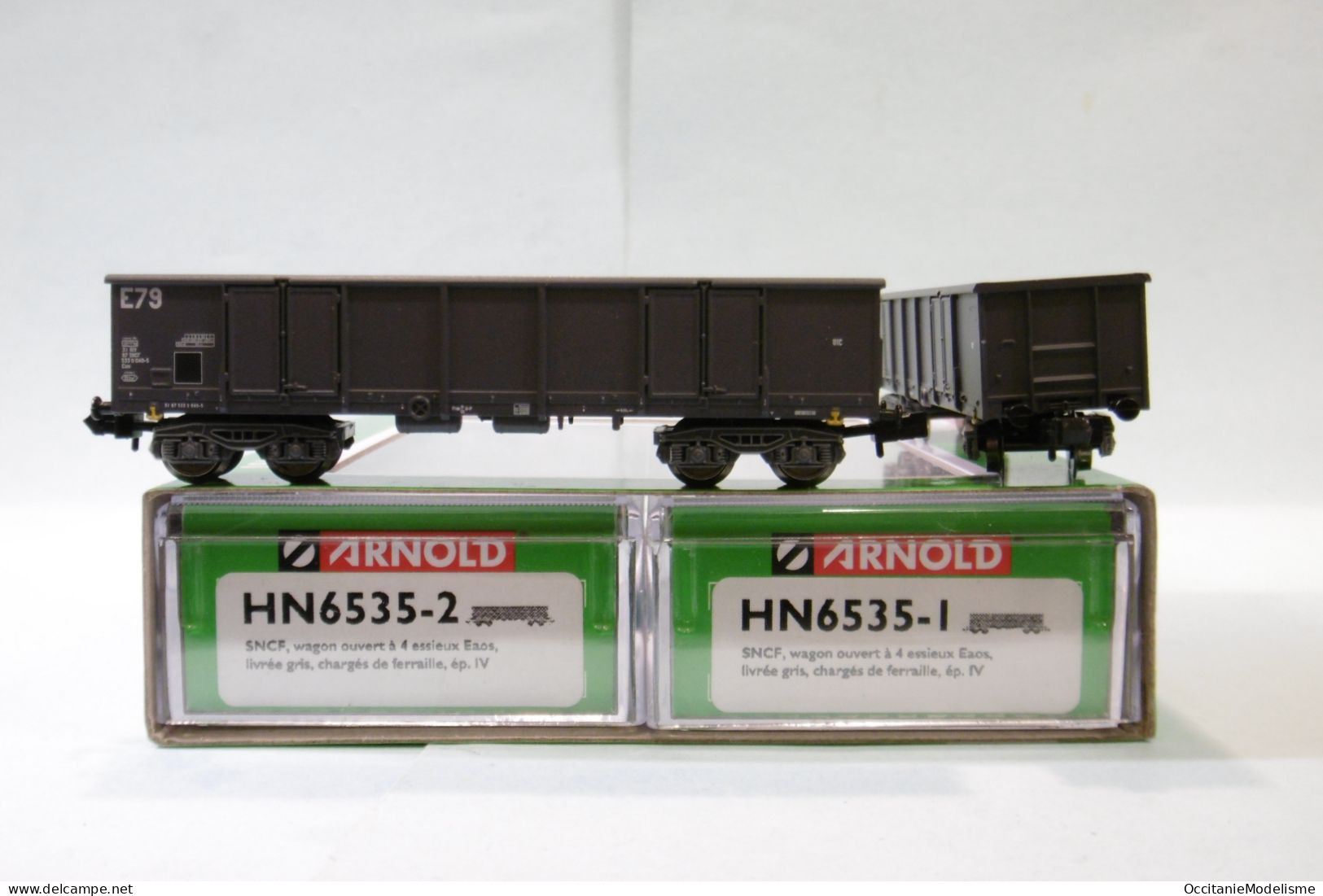 Arnold - 2 WAGONS TOMBEREAUX Eaos Gris SNCF ép. IV Réf. HN6535 Neuf NBO N 1/160 - Vagoni Merci