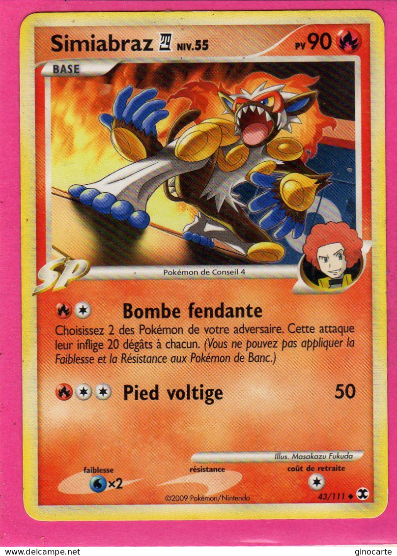 Carte Pokemon 2009 Platine Rivaux Emmergeants 43/111 Simiabraz 90pv Bon Etat - Platine