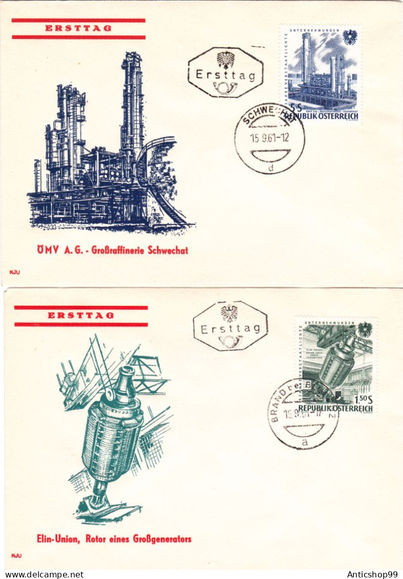 INDUSTRIES , REFINERY,  X5  COVERS FDC  1961  AUSTRIA - Factories & Industries