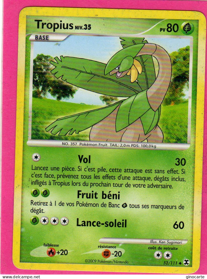 Carte Pokemon 2009 Platine Rivaux Emmergeants 52/111 Tropius 80pv Occasion - Platine