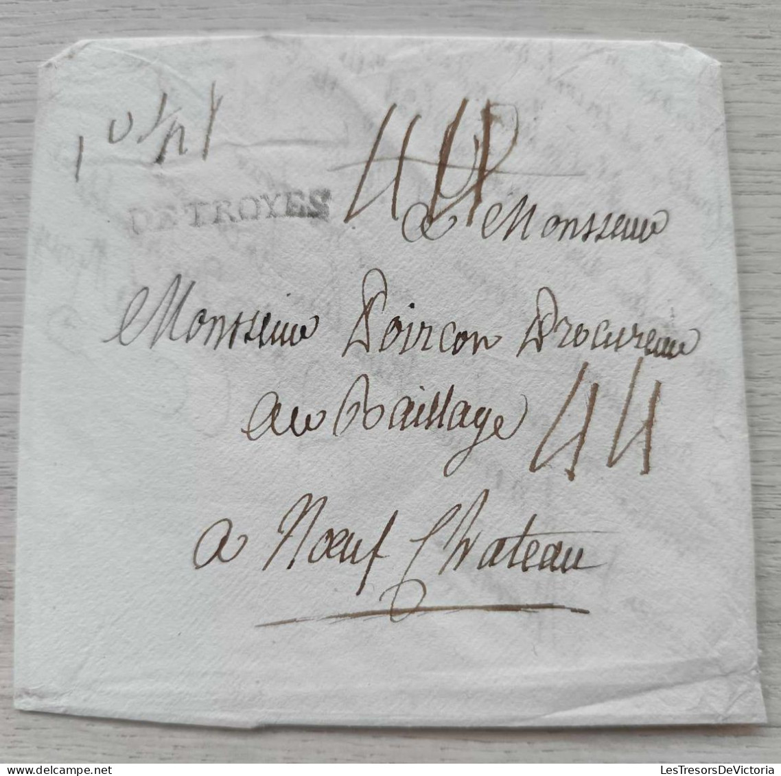 Lettre 1773 Marque " De Troyes" - "1°1/4 ( 1once 1/4) - 44 Sols Pour Neufchâteau. - 1714-1794 (Paises Bajos Austriacos)