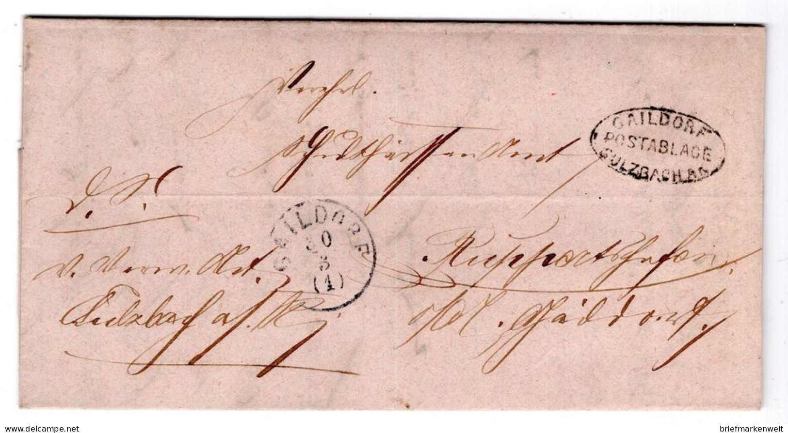 Baden 1875 POSTABLAGE SULZBACH GAILDORF  Als Briefhülle (T9731 - Other & Unclassified