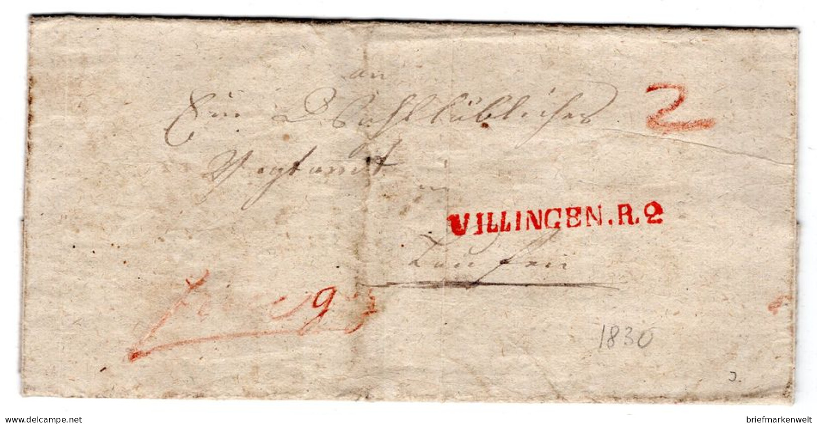 Baden 1830 Villinigen Taxierter Brief Mit Inhalt (T9743 - Andere & Zonder Classificatie