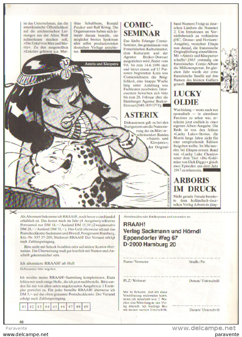 Magazine RRAAH! 10 De 1990 (en Allemand) Avec ASTERIX BILAL HUBINON CHAND MOEBIUS - L'Echo Des Savanes